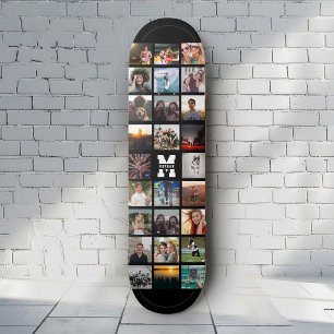 Custom Monogram Name Cool Instagram Photo Collage Skateboard