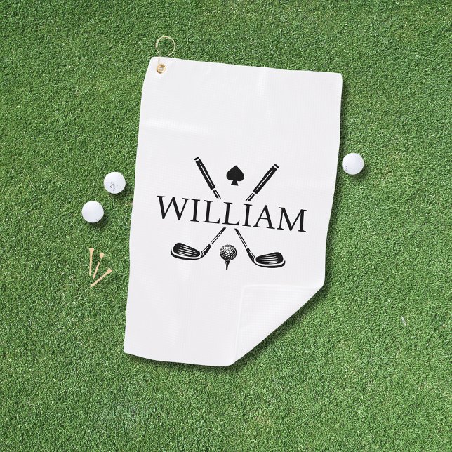 Custom Monogram Name Golf Clubs Ace Golf Balls Golfhandtuch (Von Creator hochgeladen)