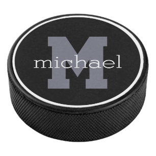 Custom monogram & name hockey puffer eishockey puck