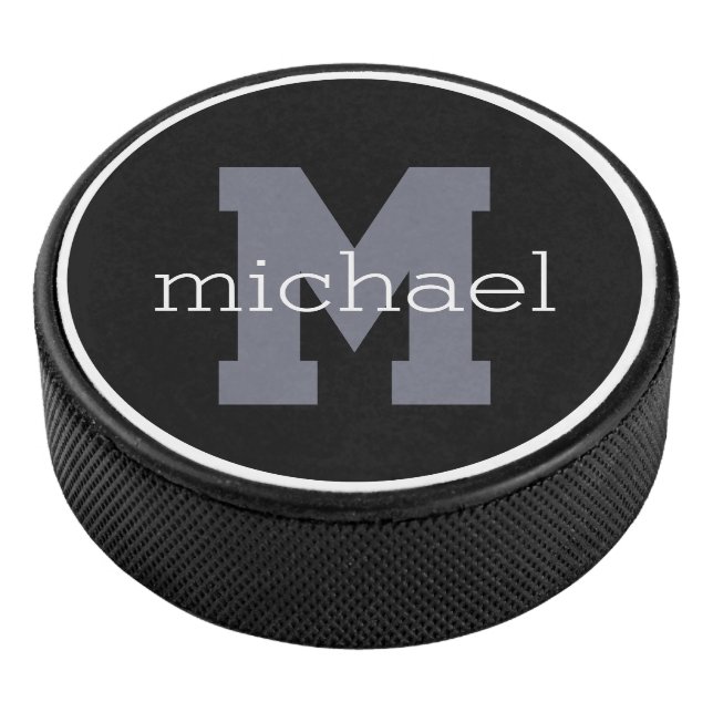 Custom monogram & name hockey puffer eishockey puck (3/4)