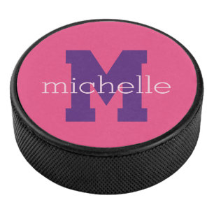 Custom monogram & name hockey puffer eishockey puck