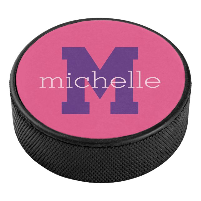 Custom monogram & name hockey puffer eishockey puck (3/4)