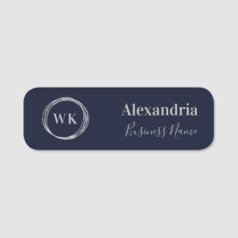 Custom Monogram Navy Silver Employee Namensschild