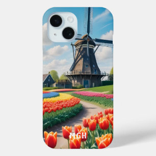 Custom Monogram Netherlands Windmill & Tulips Case-Mate iPhone Hülle