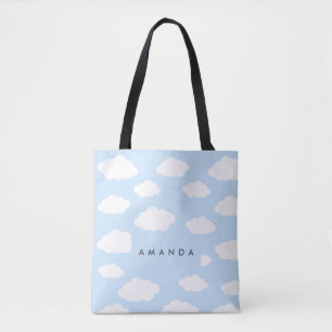 Custom Monogram Niedlich Girly Blue Cloud Geschenk