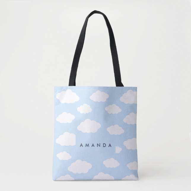 Custom Monogram Niedlich Girly Blue Cloud Geschenk (Vorderseite)