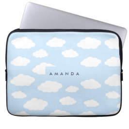 Custom Monogram Niedlich Girly Blue Cloud Geschenk Laptopschutzhülle