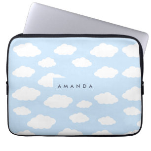 Custom Monogram Niedlich Girly Blue Cloud Geschenk Laptopschutzhülle