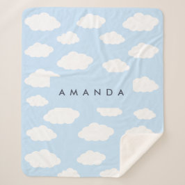 Custom Monogram Niedlich Girly Blue Cloud Geschenk Sherpadecke