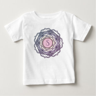 Custom Monogram Niedlich Girly Mandala Baby Girl F T-shirt