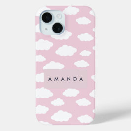 Custom Monogram Niedlich Girly Pink Cloud Geschenk Case-Mate iPhone Hülle