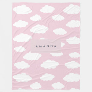 Custom Monogram Niedlich Girly Pink Cloud Geschenk Fleecedecke