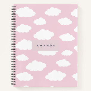 Custom Monogram Niedlich Girly Pink Cloud Geschenk Notizbuch