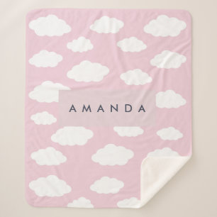 Custom Monogram Niedlich Girly Pink Cloud Geschenk Sherpadecke