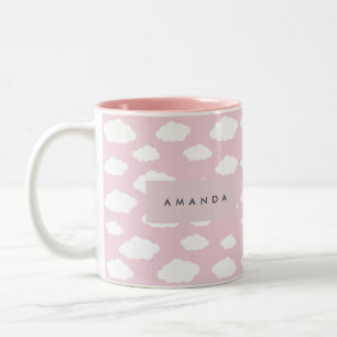 Custom Monogram Niedlich Girly Pink Cloud Geschenk Zweifarbige Tasse