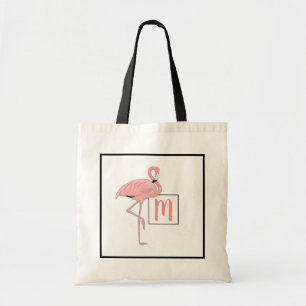 Custom Monogram Niedlich Pink Flamingo Wasserfarbe Tragetasche