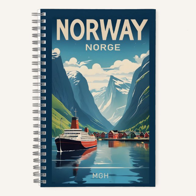 Custom Monogram Norwegen Notizbuch (Vorderseite)