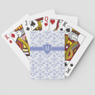 Custom Monogram on Stylish Blue Periwinkle Pattern Spielkarten