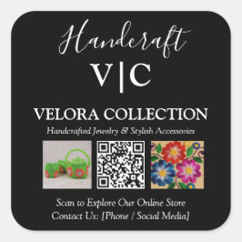 Custom Monogram or Logo QR Photo Square Sticker