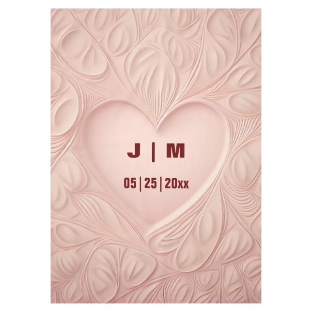 Custom Monogram Pale Heart Wedecloth Tischdecke (Vorderseite)