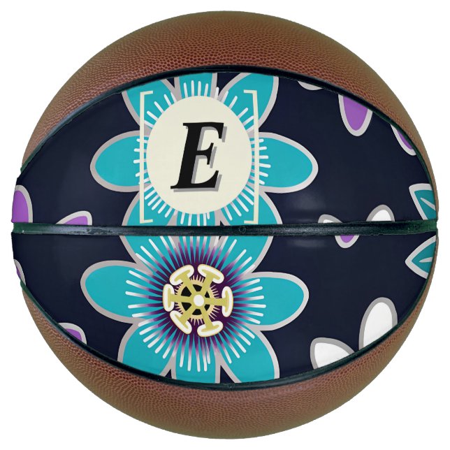 Custom Monogram Passion Blume Basketball (Vorderseite)