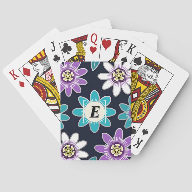 Custom Monogram Passion Blume Poker Cards Spielkarten (Rückseite)