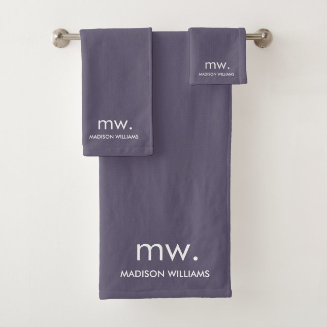 Custom Monogram Pastel Elegant Stilvoll modern Badhandtuch Set (Insitu)
