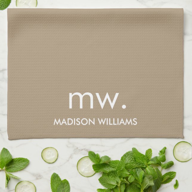 Custom Monogram Pastel Elegant Stilvoll modern Geschirrtuch (Gefaltet)