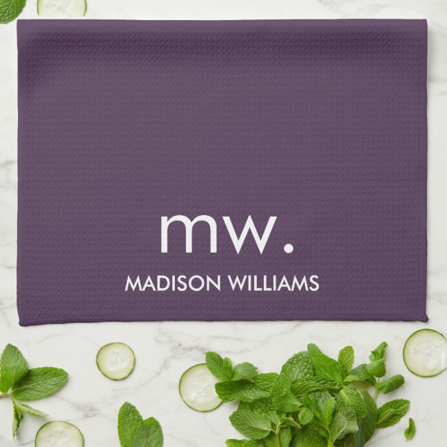 Custom Monogram Pastel Elegant Stilvoll modern Geschirrtuch (Gefaltet)