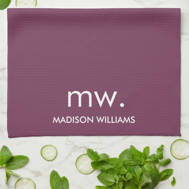 Custom Monogram Pastel Elegant Stilvoll modern Geschirrtuch (Gefaltet)
