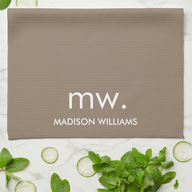 Custom Monogram Pastel Elegant Stilvoll modern Geschirrtuch (Gefaltet)