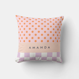 Custom Monogram Pastel Polka Dot Lilac Karo Gesche Kissen