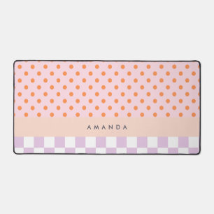 Custom Monogram Pastel Polka Dot Lilac Karo Gesche Schreibtischunterlage