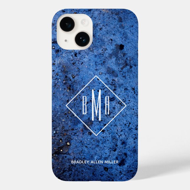 Custom Monogram Personalisiert Blue Case-Mate iPhone Hülle (Rückseite)