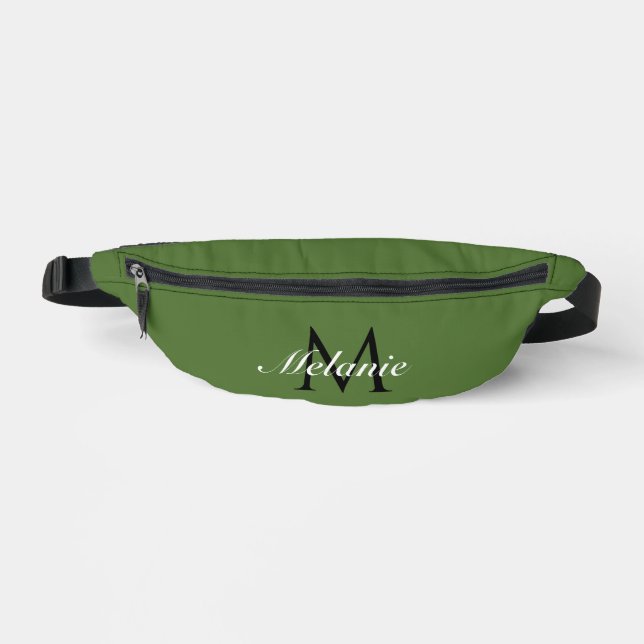 Custom Monogram Personalisiert Olive Green Bauchtasche (Vorderseite)