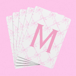 Custom Monogram Pink Bow, Coquette Playing Cards Spielkarten
