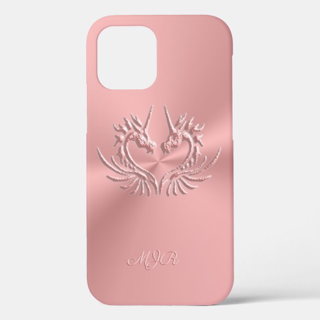Custom Monogram, Pink, Scaly Dragon Heart Case Mat (Rückseite)