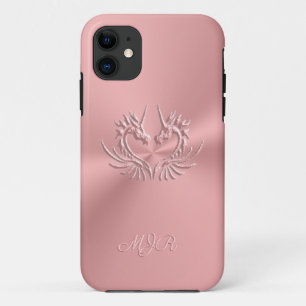Custom Monogram, Pink, Scaly Dragon Heart Case-Mate iPhone Hülle