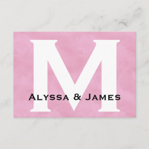 Custom Monogram Pink White Wedding RSVP Card Y029 Karte