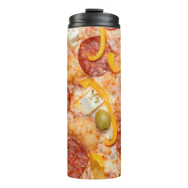 Custom monogram PIZZA tumbler Thermosbecher (Vorderseite)