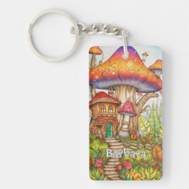 Custom Monogram Psychedelic Mushroom Art Schlüsselanhänger