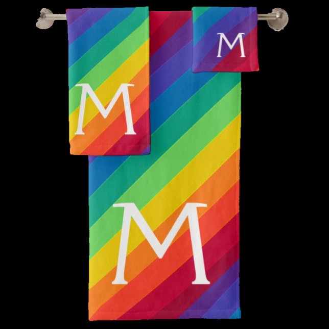 Custom Monogram Rainbow Colorful Bath Set (Von Creator hochgeladen)