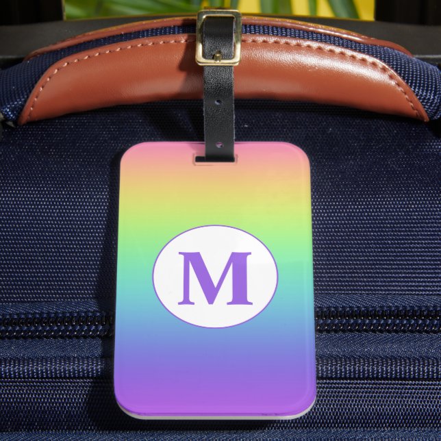 Custom Monogram Rainbow Gepäckanhänger (Vorderseite Insitu 2)