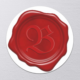 Custom Monogram Red Wax Siegel Runder Aufkleber