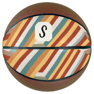 Custom Monogram Retro 70er Geometric Basketball