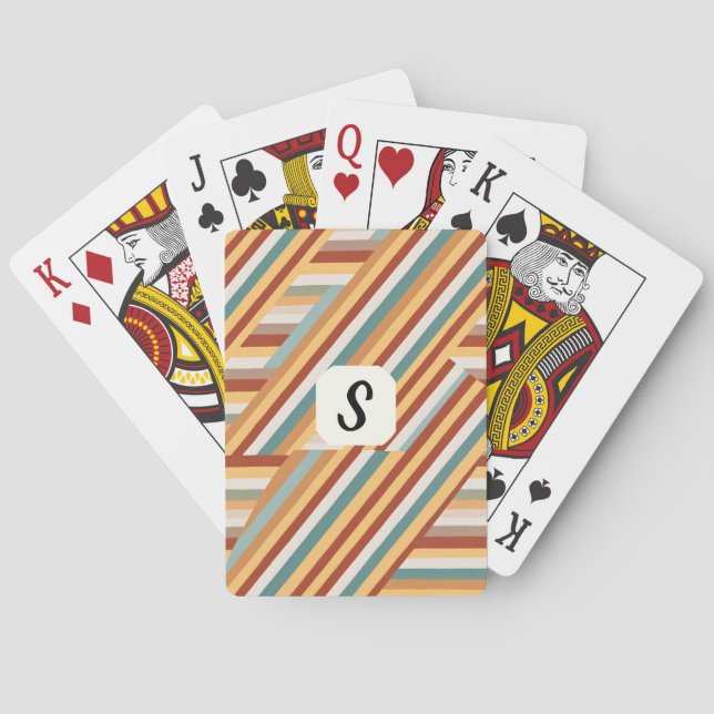 Custom Monogram Retro 70er Geometric Poker Cards Spielkarten (Rückseite)