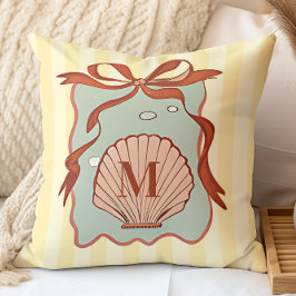 Custom Monogram Retro Coastell Seashell Kissen