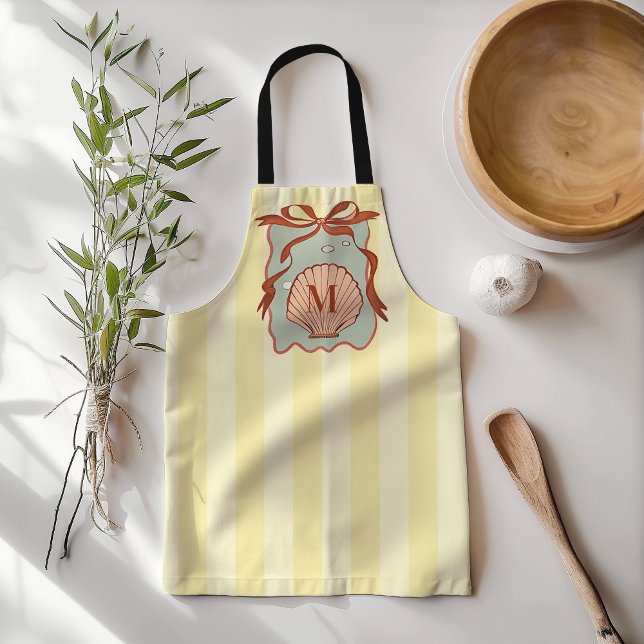 Custom Monogram Retro Coastell Seashell Schürze (Von Creator hochgeladen)