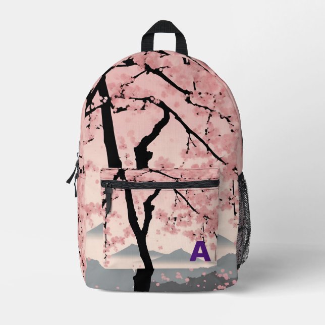 Custom Monogram Sakura Backpack Bedruckter Rucksack (Vorderseite)