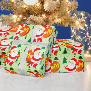 Custom Monogram Santa Claus, der Ihnen Geschenk gi Geschenkpapier